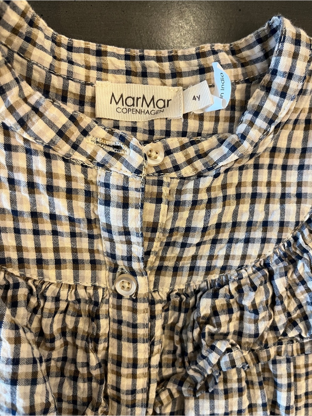 Marmar Girls Plaid Button-Front Dress with Ruffle Trim - Picture 2 of 8